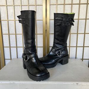 Steve Madden Vintage Buckled Mid-Calf Biker Boots
